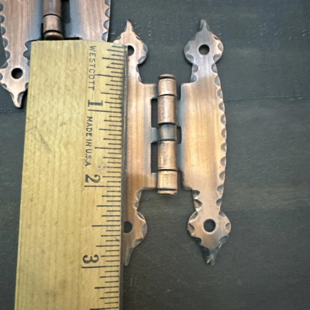 NOS! (2) VINTAGE COPPER HINGES OFFSET DOORS
